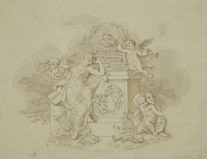 Monument to the works of Mozart, with allegorical figures